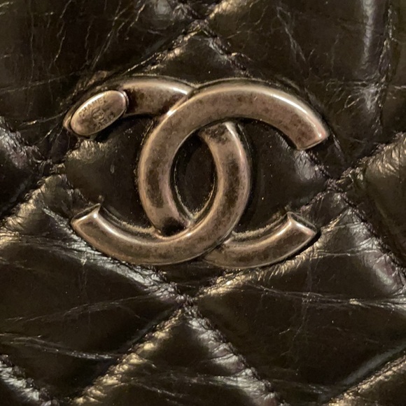 Chanel tote lamb skin quilted black bag - Picture 8 of 15